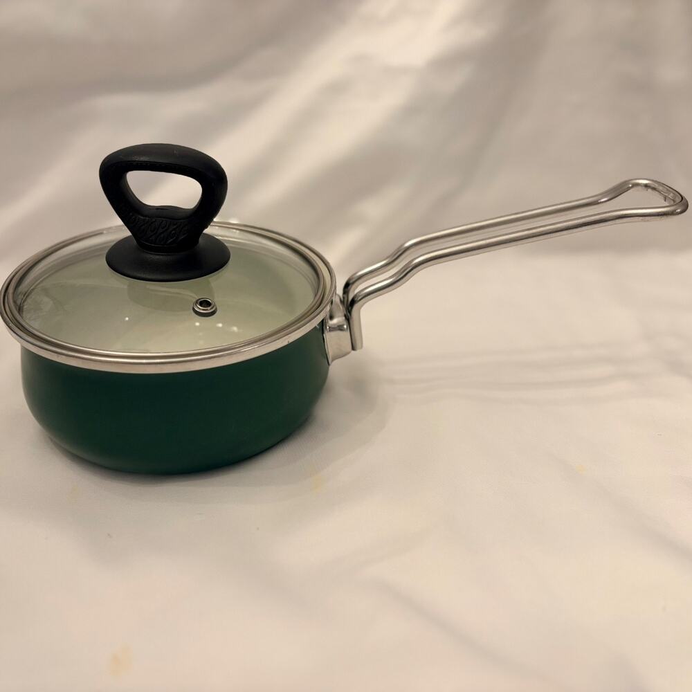 Unbranded Green Nonstick Saucepan with Lid and unique handle - Everyday piece
